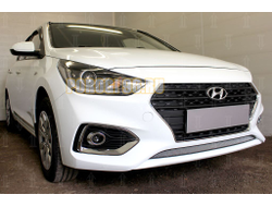 Защита радиатора Hyundai Solaris 2017- chrome
