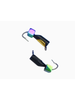 25-52-111/ Мормышка вольфр. "Народная" "СТОЛБИК"  Ø2,5 вес 0,5гр с коронкой на теле + кубик хамелеон (гематит) (уп-ка 10шт.)