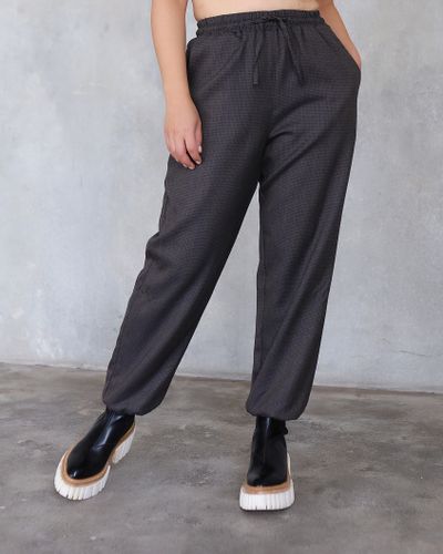 Брюки с манжетами из  костюмной шерсти small (160-165 см)  (клетка/коричневый)