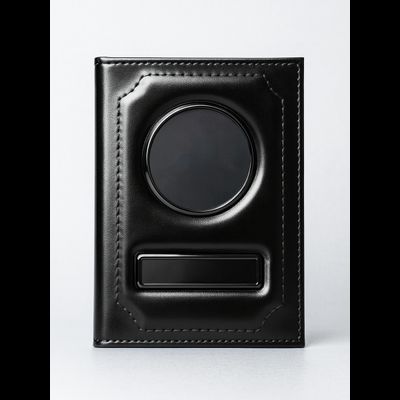 Обложка для автодокументов под наклейку логотипа и номера. Чёрная с чёрными вставками