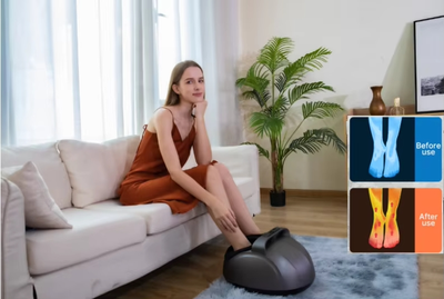 Электрический массажер для ног с компрессией и подогревом M-6D, черный