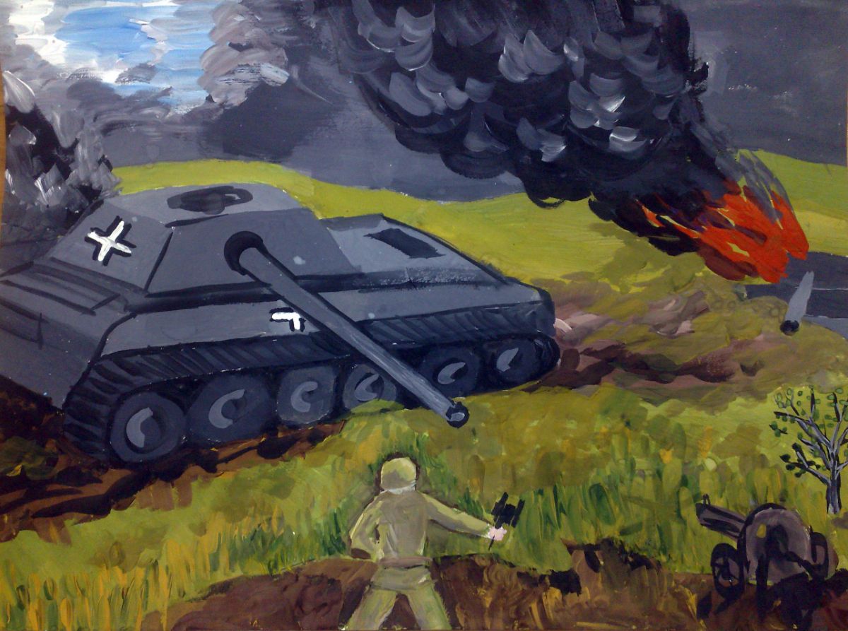 Рисунок на 9 мая танк