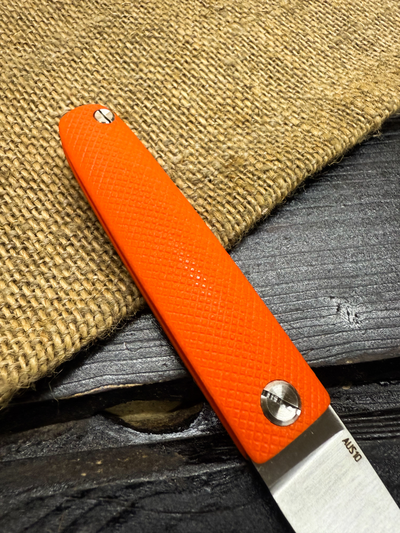 Фрикционный складной нож Скин-ду Малый сталь AUS10, рукоять G10 оранжевый