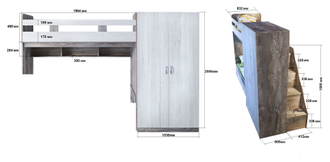 Кровать - чердак RF YT-1 со столом и шкафом (190 х 80 см) + 500 бонусов