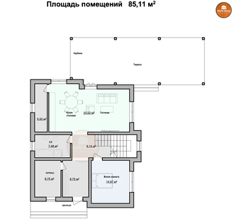 Двухэтажный дом из Газобетона с плоской кровлей и террасой - 170 м2