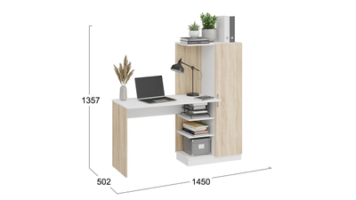 Стол компьютерный Бейсик Дуб Сонома/Белый