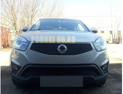 Защита радиатора Ssang Yong Actyon 2013- black верх