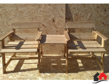 «Место для отдыха» (два стула и столик между ними); 420*1820; лиственница