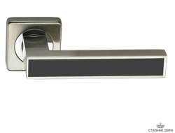 Ручка на квадратном основании VETTORE R06.120 SN/CP/BL (Сатин/Хром/Чёрная Вставка)