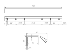 Ручка CORO C=1156мм,  L=1197мм  черный,  (02.0406)  AQ *