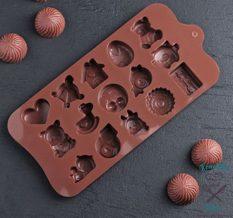 Форма для льда и шоколада «Счастье есть», 21×11×1,5 см, 15 ячеек
