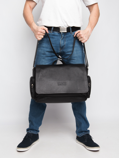 Кожаная мужская сумка Toara black (арт. 5058-61)