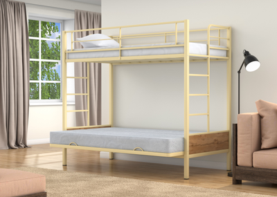 Двухъярусная кровать-диван Дакар 1 Слоновая кость (вставки дуб крафт табак) фото 1