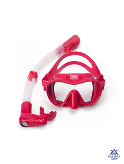 Маска для дайвинга с трубкой Scuba Brothers Flipper Red, комплект