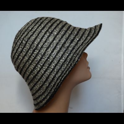 Летняя шляпа из льна Vizio Италия 4804 серебро с черным