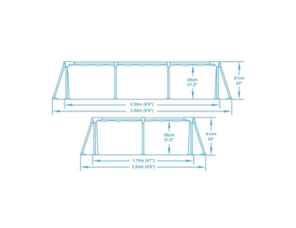 Прямоугольный каркасный бассейн Bestway Steel Pro 259х170х61 см (56403)