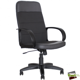 Кресло Кр58 ТГ ПЛАСТ С11(ткань черная)/ЭКО1 (экокожа черная)