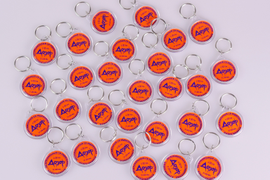 Акриловые промо брелоки круглой формы D40 мм. Изображение с обоих стон.