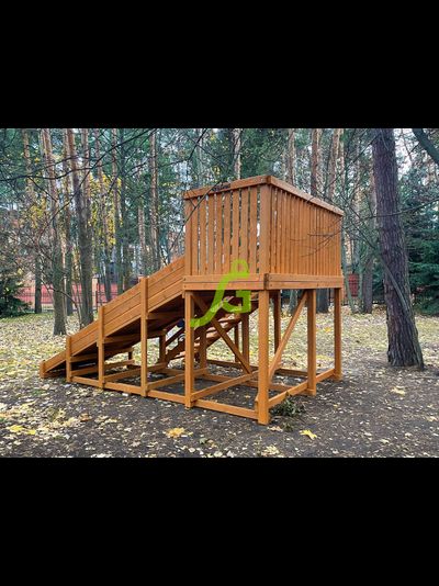 Деревянная зимняя горка "IgraGrad Snow Fox", скат 4 м