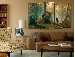 Модульная картина "Утро в сосновом лесу"