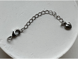 Замок 10 мм лобстер родий с цепочкой 1шт