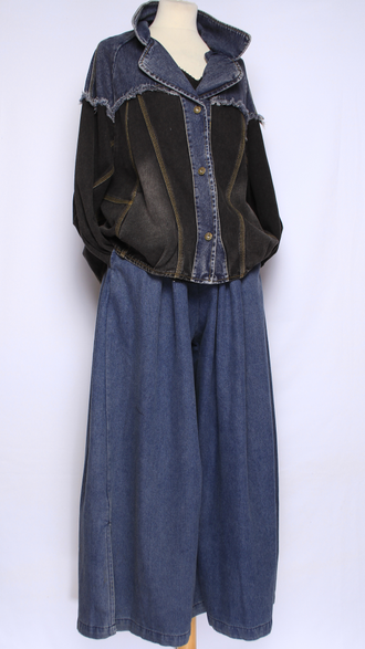 Джинсовка-бомбер "АНГЛИЙСКИЙ ВОРОТ" синяя, черная р.48-54