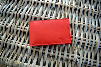 Кожаная визитница для визиток и дисконтных карт Mini (красная)