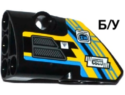 ! Б/У - Technic, Panel Fairing # 1 Small Smooth Short, Side A with Grille and Sponsor Logos on Dark Azure, Yellow and Black Background Pattern Sticker - Set 42034, Black (87080pb020) - Б/У