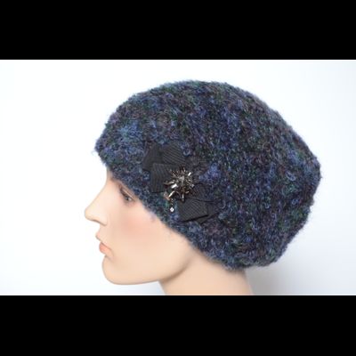 Вязаная шапка женская зима 2022 Vizio Италия 6957 сине- черная