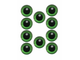 Глаза живые зеленые с лучиками, диаметр 11 мм, 1000 шт (Оптом)