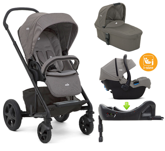 Коляска Joie Chrome DLX 4 в 1 Спальный болк Chrome Carrycot | автокресло Joie i-Gemm | i-Base fix