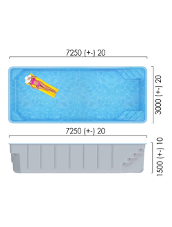 Композитный бассейн 7,25 х 3 х 1,5 "Кан" Franmer