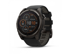 Умные часы Garmin Fenix 8 - 51 мм Solar, Sapphire титановый угольно-серый с DLC-покрытием и черным ремешком (010-02907-11)