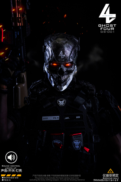 Голова (скульпт) Кибер-череп с LED-подсветкой - 1/6 GHOST FOUR (GS-001) -  Military Empire