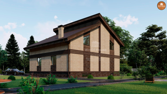 Двухэтажный дом из газобетона с нестандартной кровлей. Проект №94