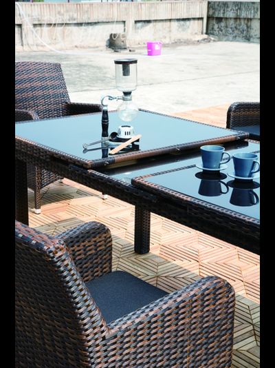 Плетеный стол MYKONOS раздвижной 210 см темно- коричневый