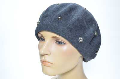 Женский темно серый фетровый берет
