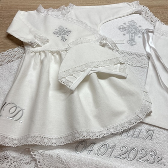 Тёплый набор "Нежность" с махровым кружевным  полотенцем 100x100 см