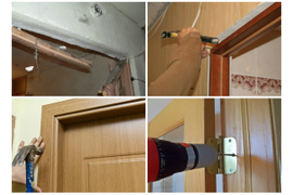 Монтаж двупольной распашной двери