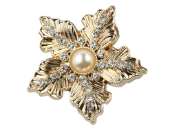 ПУГОВИЦЫ МЕТАЛЛИЧЕСКИЕ СО СТРАЗАМИ И ЖЕМЧУГОМ, 25 мм. 50 шт. РК-0033. Цвет: перламутровый/золотистый