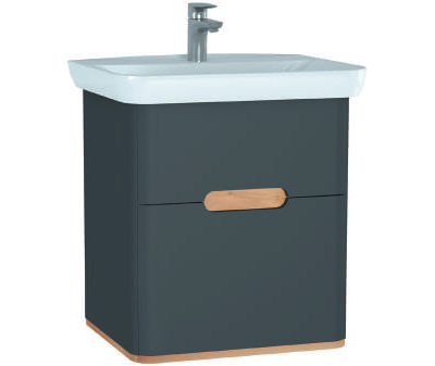 Шкаф VitrA Sento с раковиной, с 2 ящиками, 65 см, с LED подсветкой, цвет матовый антрацит, 60834