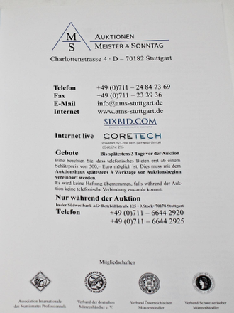 Mister & Sonntag. Auction 15.  26 November 2012. Badische Medaillen. Stuttgart, 2012.