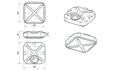 Размеры пластикового бака для душа Rostok на 200 литров