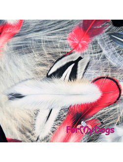 Комбинезон для крупной собаки Перышки серо-красный