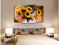 Модульная картина "Радужные подсолнухи"