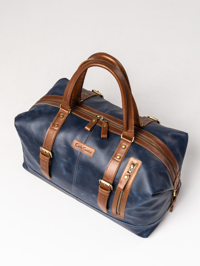 Кожаная дорожная сумка Campora Premium dark blue (арт. 
4019-54)