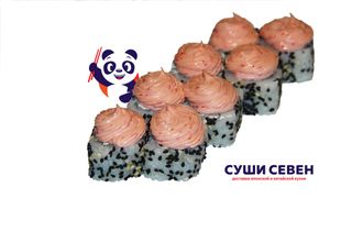 Ролл с сыром креметте,хрустящим огурчиком,угрем и кунжутом.  220 гр.