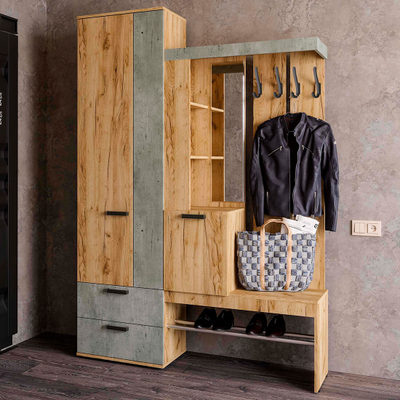 Прихожая Трамп (1500*2176*376мм), крафт/бетон