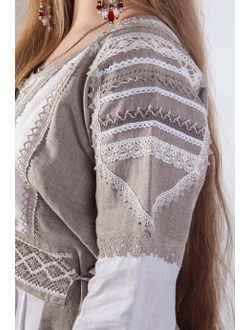 Платье льняное длинное в русском стиле