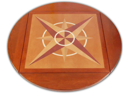 Digitally Printed Compass Rose on Maple Veneer 36″ X 36″ – Opens to 51″ Round Dropleaf